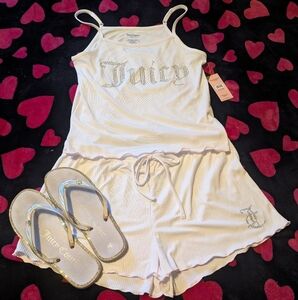 Juicy Couture White Sleepwear Set with Flip Flops